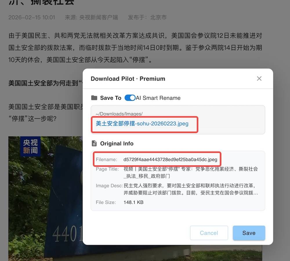 Download Pilot image download modal
